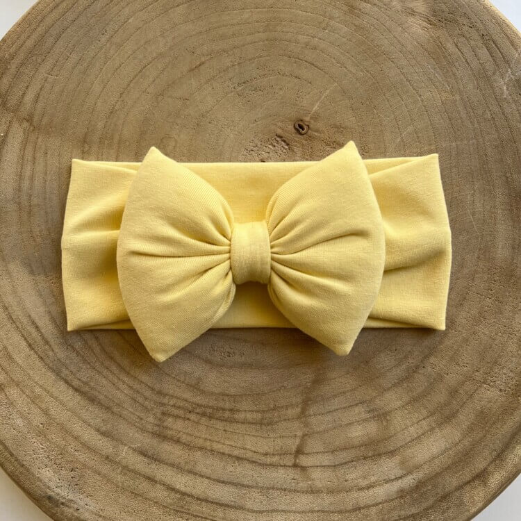 Κορδέλα puffy bow pastel yellow