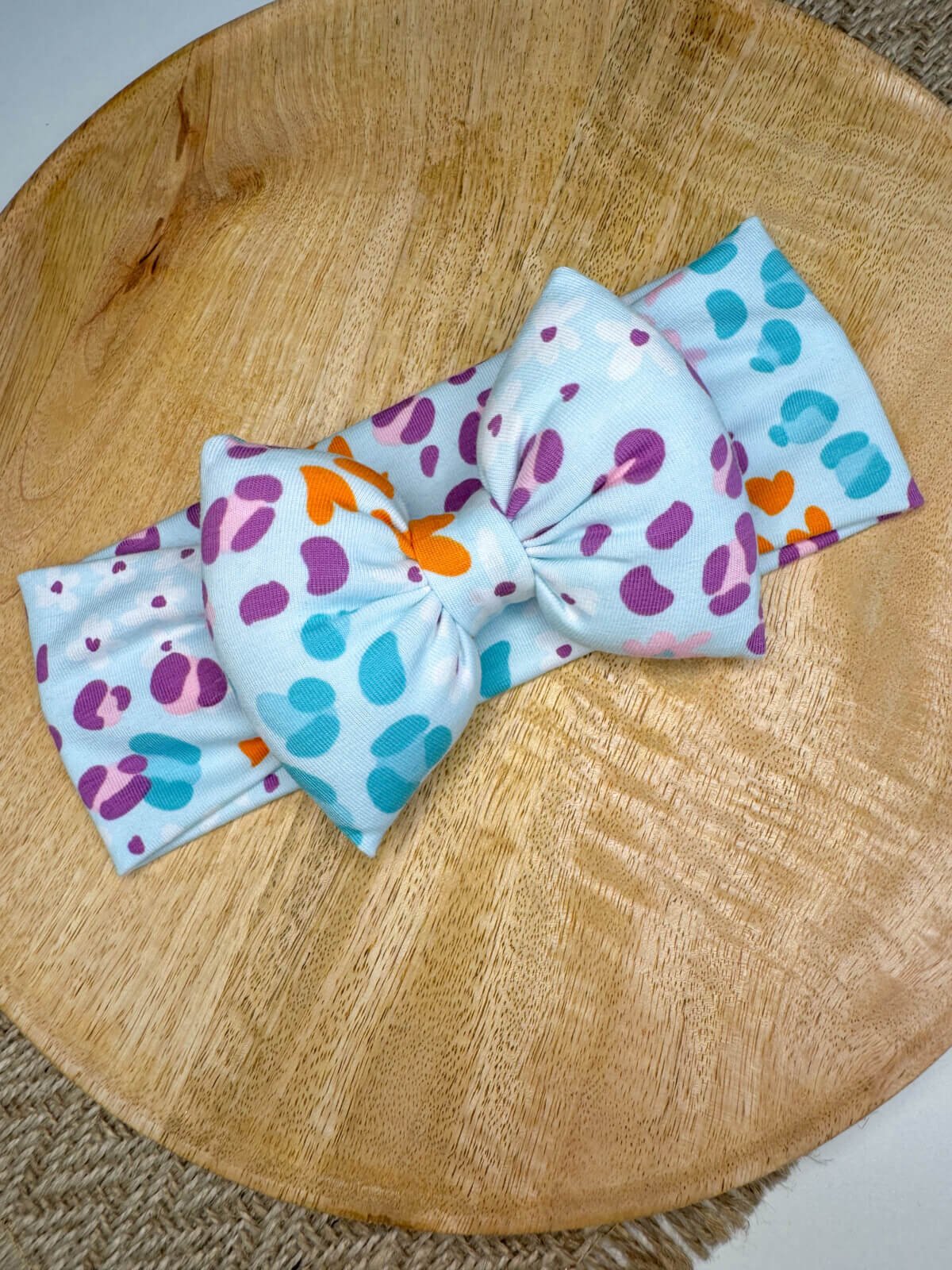 Κορδέλα puffy bow aqua leopard