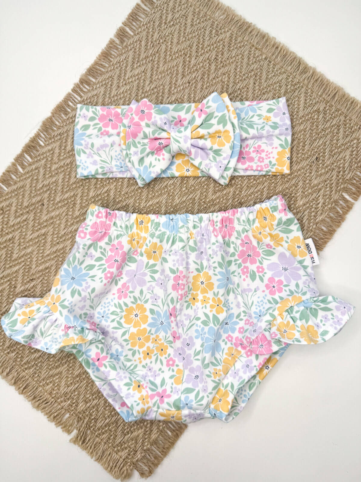 Βρεφικό σορτς με κορδέλα pastel flowers