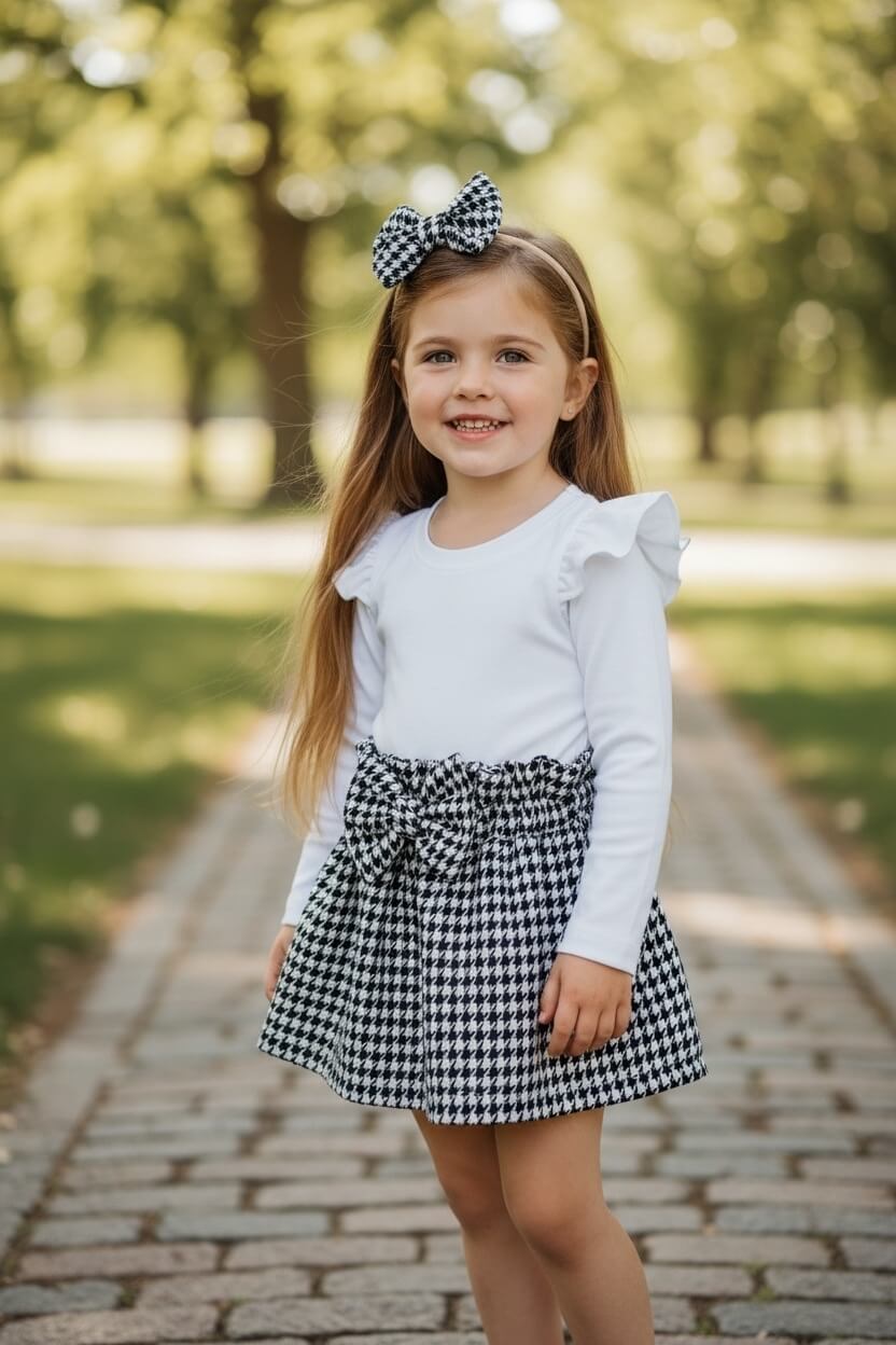 Χειροποίητο σετ με φούστα pied de poule