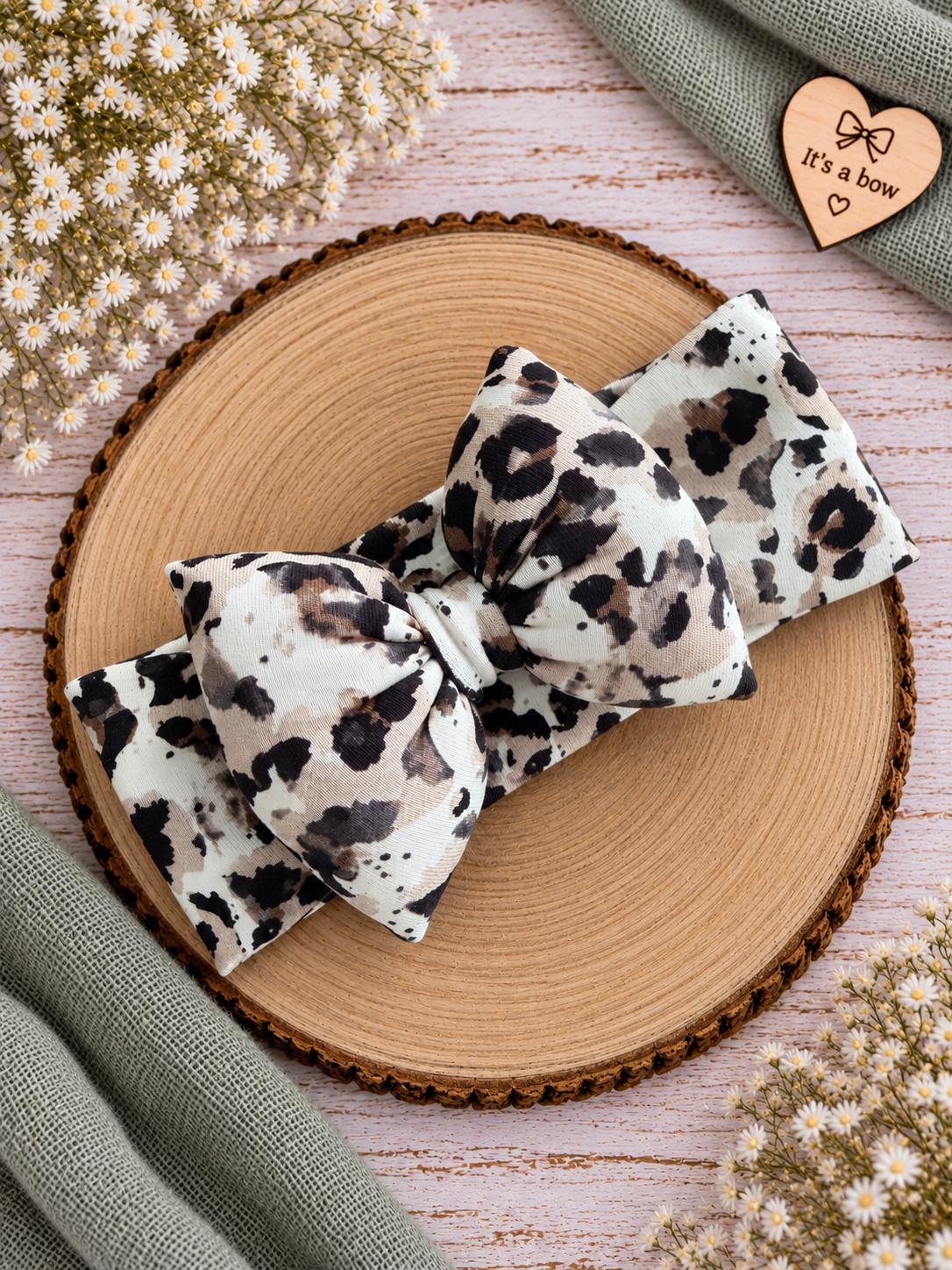 Χειροποίητη κορδέλα beige leopard