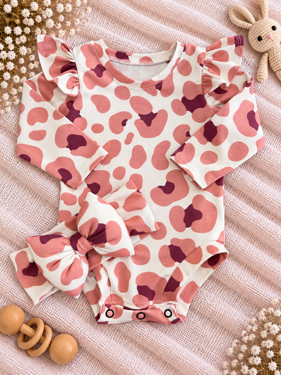 Χειροποίητο κορμάκι old rose leopard