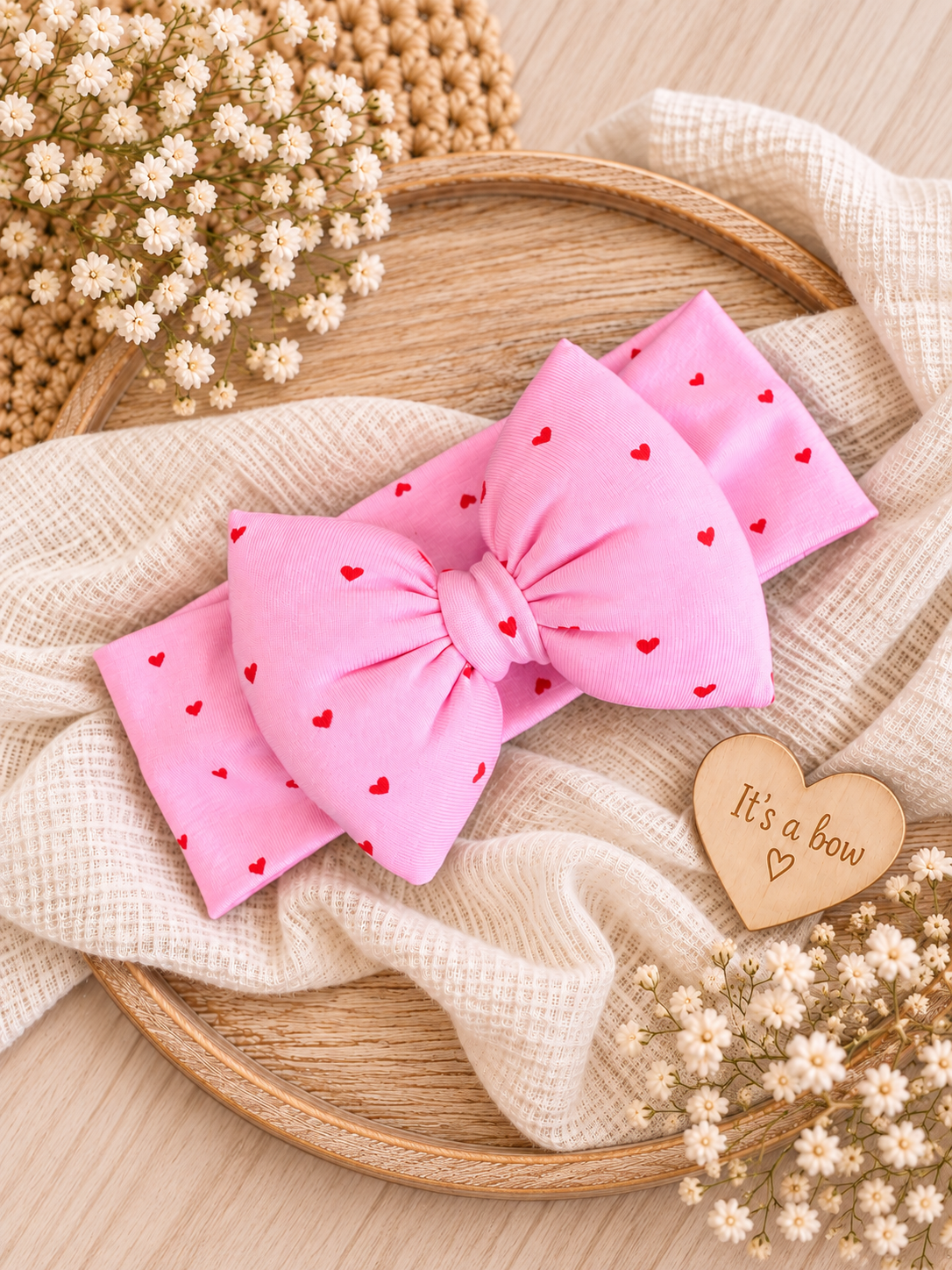 Χειροποίητη κορδέλα mini hearts puffy bow